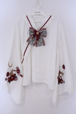 画像1: Amavel / 月夜の狐と寒椿 和風ブラウス  シロ×ワイン O-26-02-09-019-CA-BL-IG-OS