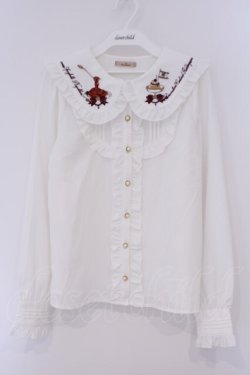 画像1: Amavel / 喫茶アマベルのランチセットブラウス  シロ×ボルドー O-26-02-09-020-CA-BL-IG-OS