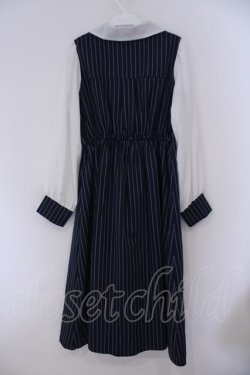画像3: axes femme / 襟刺繍ストライプワンピース M ネイビー O-26-02-09-022-AX-OP-OW-OS