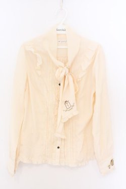 画像1: axes femme / フェミニンボータイブラウス/美女と野獣 M キナリ O-26-02-10-032-AX-BL-OW-OS