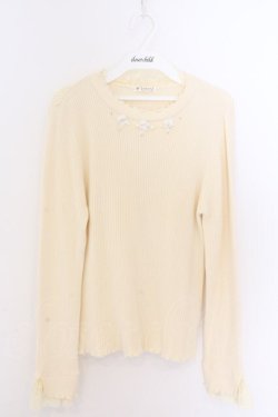 画像1: axes femme / ビジューフラワーニット M キナリ O-26-02-10-033-AX-TO-OW-OS