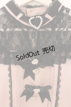 画像2: DearMyLove / ハートビジューリボンオフショル風レースブラウス M ピンク O-26-02-10-045-EL-BL-OW-OS