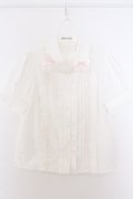 Ank Rouge / リボン丸衿フリルブラウス M シロ O-26-02-10-046-CA-BL-OW-OS