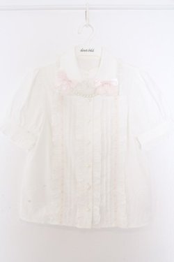 画像1: Ank Rouge / リボン丸衿フリルブラウス M シロ O-26-02-10-046-CA-BL-OW-OS