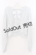DearMyLove / キラキラハート編み柄ショートカーディガン M~L サックス O-26-02-10-058-EL-TO-OW-OS