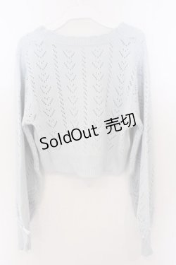 画像3: DearMyLove / キラキラハート編み柄ショートカーディガン M~L サックス O-26-02-10-058-EL-TO-OW-OS