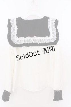 画像3: DearMyLove / ハートリボンたっぷりフリルセーラーブラウス M シロ×クロ O-26-02-10-060-EL-BL-OW-OS