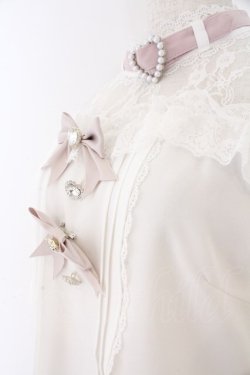 画像2: DearMyLove / ハートビジューリボンオフショル風レースブラウス M シロ×ピンク O-26-02-10-061-EL-BL-OW-OS