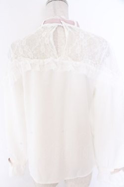 画像3: DearMyLove / ハートビジューリボンオフショル風レースブラウス M シロ×ピンク O-26-02-10-061-EL-BL-OW-OS