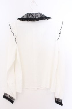 画像3: DearMyLove / レース重ねハートリボンフリルブラウス M シロ×クロ O-26-02-10-062-EL-BL-OW-OS