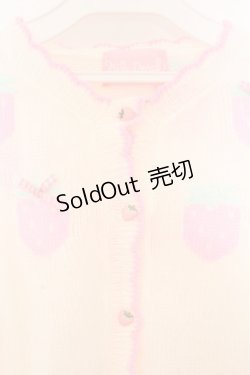 画像2: Nile Perch / いちご編み込みカーディガン  シロ×ピンク O-26-02-10-064-LO-TO-OW-OS