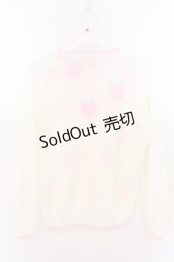 画像3: Nile Perch / いちご編み込みカーディガン  シロ×ピンク O-26-02-10-064-LO-TO-OW-OS