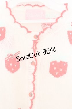 画像2: Nile Perch / いちご編み込みカーディガン  シロ×アカ O-26-02-10-065-LO-TO-OW-OS