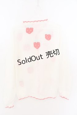 画像3: Nile Perch / いちご編み込みカーディガン  シロ×アカ O-26-02-10-065-LO-TO-OW-OS