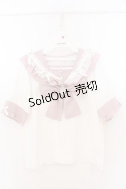 画像1: Dear My Love / ハートリボンたっぷりフリルセーラーブラウス M シロ×ピンク O-26-02-10-067-EL-BL-OW-OS
