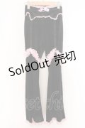 AVENCHUMU / Rhinestone logo garter velor flare pants　パンツ S クロ×ピンク O-26-02-10-069-LO-PA-OW-OS