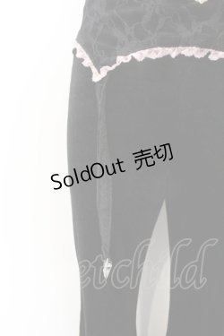 画像2: AVENCHUMU / Rhinestone logo garter velor flare pants　パンツ S クロ×ピンク O-26-02-10-069-LO-PA-OW-OS