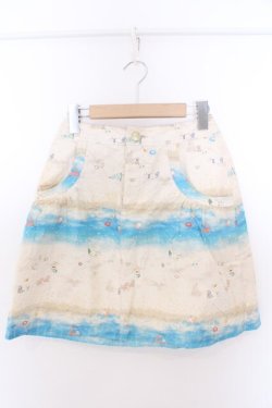 画像1: Franche Lippee / ビーチ柄スカート M キナリ O-26-02-10-011-LO-SK-OW-OS