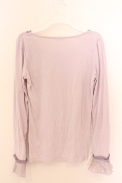 画像2: axes femme / シフォンストライプ3つリボンカットソー M ラベンダー O-26-02-10-016-AX-TO-OW-OS