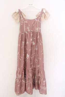 画像1: axes femme / トゥシューズ柄リボン付ワンピース F ピンク O-26-02-10-020-AX-OP-OW-OS