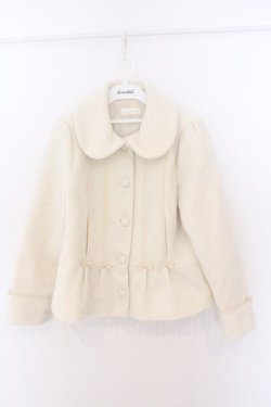 画像1: Melody BasKet / プチリボンショートコート  アイボリー O-26-02-10-021-LO-CO-OW-OS