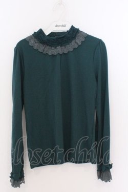 画像1: axes femme / ローズレーススタンドネックカットソー M グリーン O-26-02-10-026-AX-TO-OW-OS