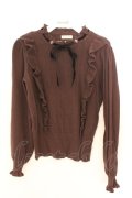 axes femme / 肩フリルボリューム袖ニット M ブラウン O-26-02-10-028-AX-TO-OW-OS