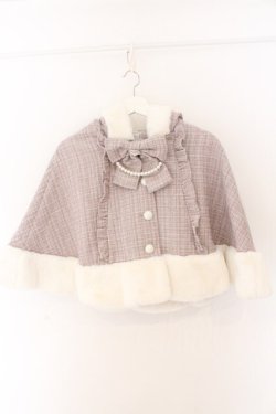画像1: Ank Rouge / くまちゃんキラキラツイードポンチョ M ピンク O-26-02-12-1007-CA-CO-OW-OS