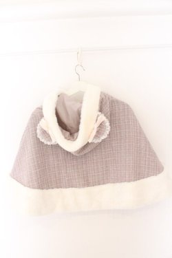 画像2: Ank Rouge / くまちゃんキラキラツイードポンチョ M ピンク O-26-02-12-1007-CA-CO-OW-OS