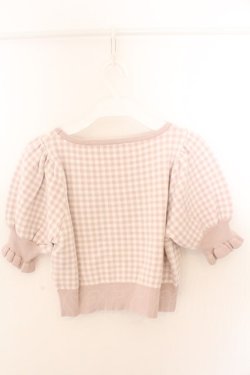 画像2: pium / ハートボタンギンガムニットトップス F ピンク O-26-02-12-1010-0-TO-OW-OS