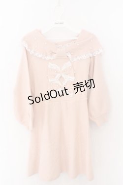 画像1: Ank Rouge / パールリボンオフショルニットワンピース M ピンク（サーモン寄り） O-26-02-12-1012-CA-OP-OW-OS