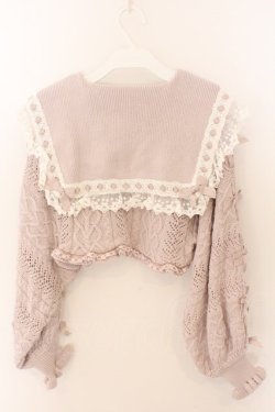 画像2: LIZ LISA / クロップド透かしセーラーカーディガン 0 ピンク O-26-02-12-1013-LO-TO-OW-OS