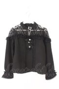 DearMyLove / ハートビジューリボンオフショル風レースブラウス M クロ O-26-02-12-1014-EL-BL-OW-OS