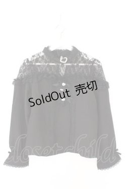 画像1: DearMyLove / ハートビジューリボンオフショル風レースブラウス M クロ O-26-02-12-1014-EL-BL-OW-OS