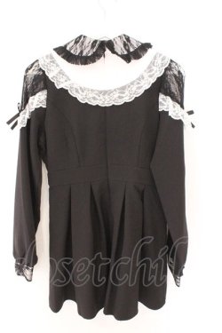 画像2: DearMyLove / 袖レース切替ヨークフリルワンピース M クロ×シロ O-26-02-12-1015-EL-OP-OW-OS