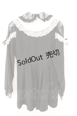 画像2: DearMyLove / 袖レース切替ヨークフリルワンピース M クロ×シロ O-26-02-12-1015-EL-OP-OW-OS