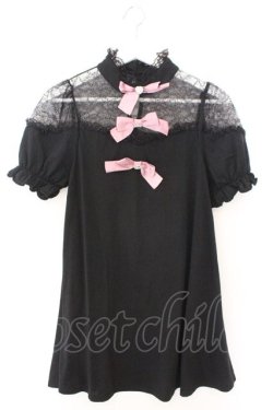 画像1: Ank Rouge / レース切り替えカットワンピース M クロ O-26-02-12-1019-CA-OP-OW-OS