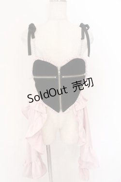 画像1: AVENCHUMU / Zip heart ＆ chain ruffle gilet　ジレ F ピンク×クロ O-26-02-12-1021-LO-TO-OW-OS