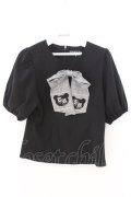 TRAVAS TOKYO / リボン付きパフスリーブトップス M ブラック O-26-02-12-1024-PU-TO-OW-OS