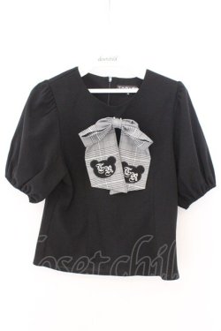 画像1: TRAVAS TOKYO / リボン付きパフスリーブトップス M ブラック O-26-02-12-1024-PU-TO-OW-OS
