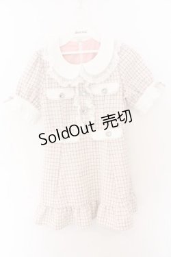 画像1: DearMyLove / ハートパールジャガードorツイードワンピース M/ミニ丈 ツイードピンク O-26-02-12-1003-EL-OP-OW-OS