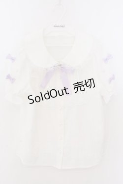 画像1: Ank Rouge / 推し活リボンブラウス M シロ×パープル O-26-02-12-1028-CA-BL-OW-OS