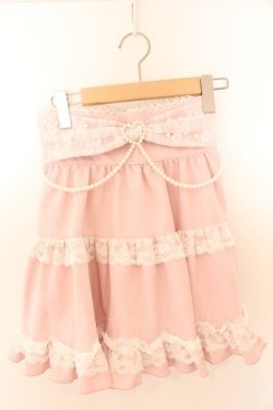 画像1: DearMyLove / リボンパールチェーンレースフリルスカート S ベビーピンク O-26-02-12-1032-EL-SK-OW-OS