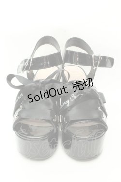 画像1: Honey Cinnamon / レースアップエナメルサンダル M クロ O-26-02-12-006-LO-SH-OW-ZTK036