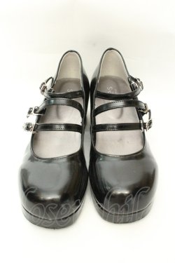 画像1: axes femme / 3連ストラップおでこパンプス L クロ O-26-02-12-008-AX-SH-OW-OS