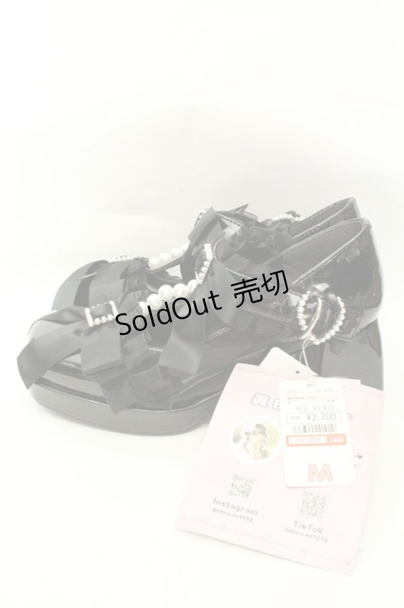 画像2: Lovely Tency / MAフリルリボンパンプス M クロ O-26-02-12-009-GO-SH-OW-ZTK035 (2)