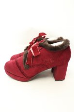 画像2: axes femme / 刺繍入りファーブーティー L ワイン O-26-02-12-011-AX-SH-OW-ZTK036 (2)