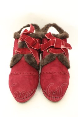 画像2: axes femme / 刺繍入りファーブーティー L ワイン O-26-02-12-011-AX-SH-OW-OS