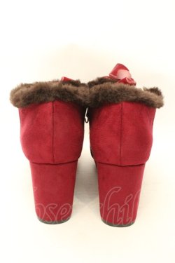 画像3: axes femme / 刺繍入りファーブーティー L ワイン O-26-02-12-011-AX-SH-OW-OS