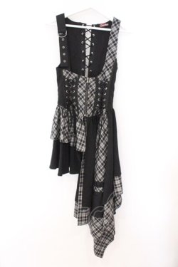 画像1: Qutie Frash / タータンチェックコルセットベスト  ブラック O-26-02-14-035-QU-JA-OW-OS